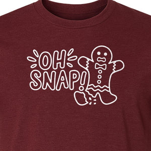 Gingerbread Man Christmas T-Shirt, Oh Snap Funny Holiday Baking Design