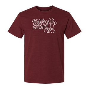 Gingerbread Man Christmas T-Shirt, Oh Snap Funny Holiday Baking Design