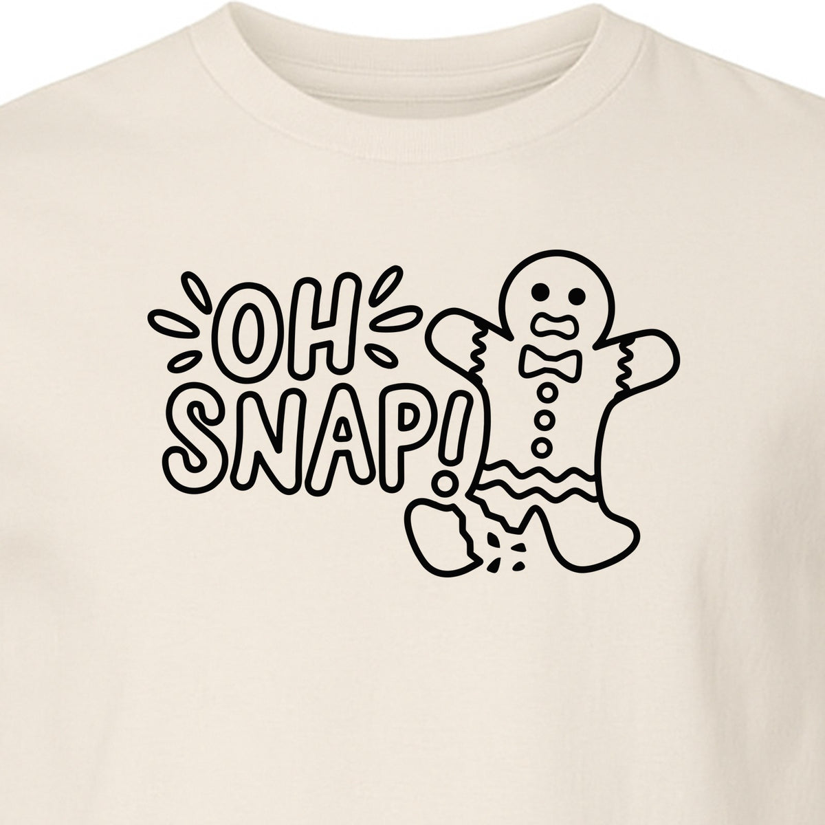 Gingerbread Man Christmas T-Shirt, Oh Snap Funny Holiday Baking Design