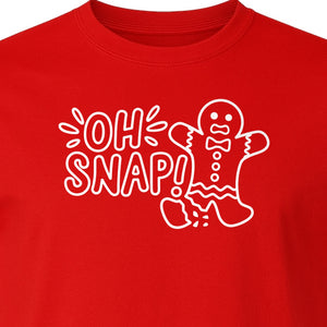 Gingerbread Man Christmas T-Shirt, Oh Snap Funny Holiday Baking Design
