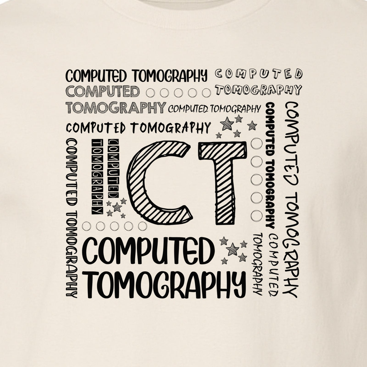 CT Tech T-Shirt, Computed Tomography Typography Design for Radiology Department Staff