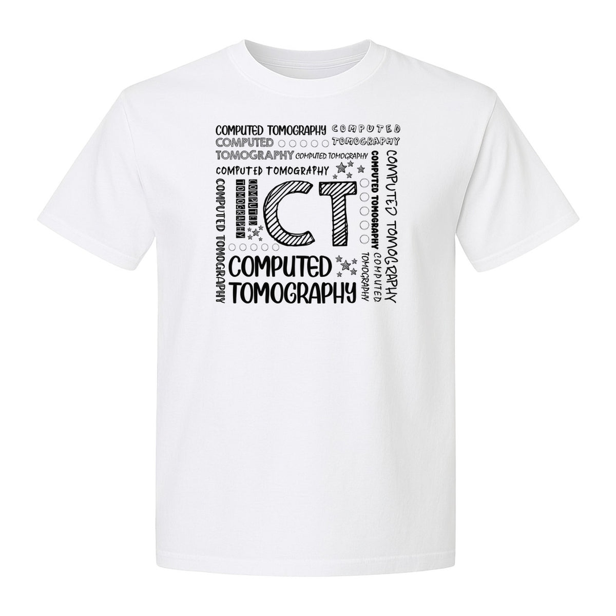 CT Tech T-Shirt, Computed Tomography Typography Design for Radiology Department Staff