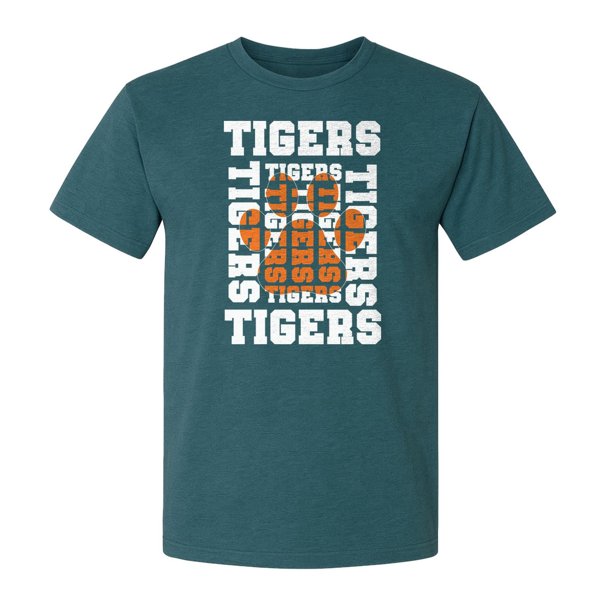 Tigers Mascot T-Shirt, Stacked Paw Print School Spirit Fan Tee for Pep Rallies and Team Events