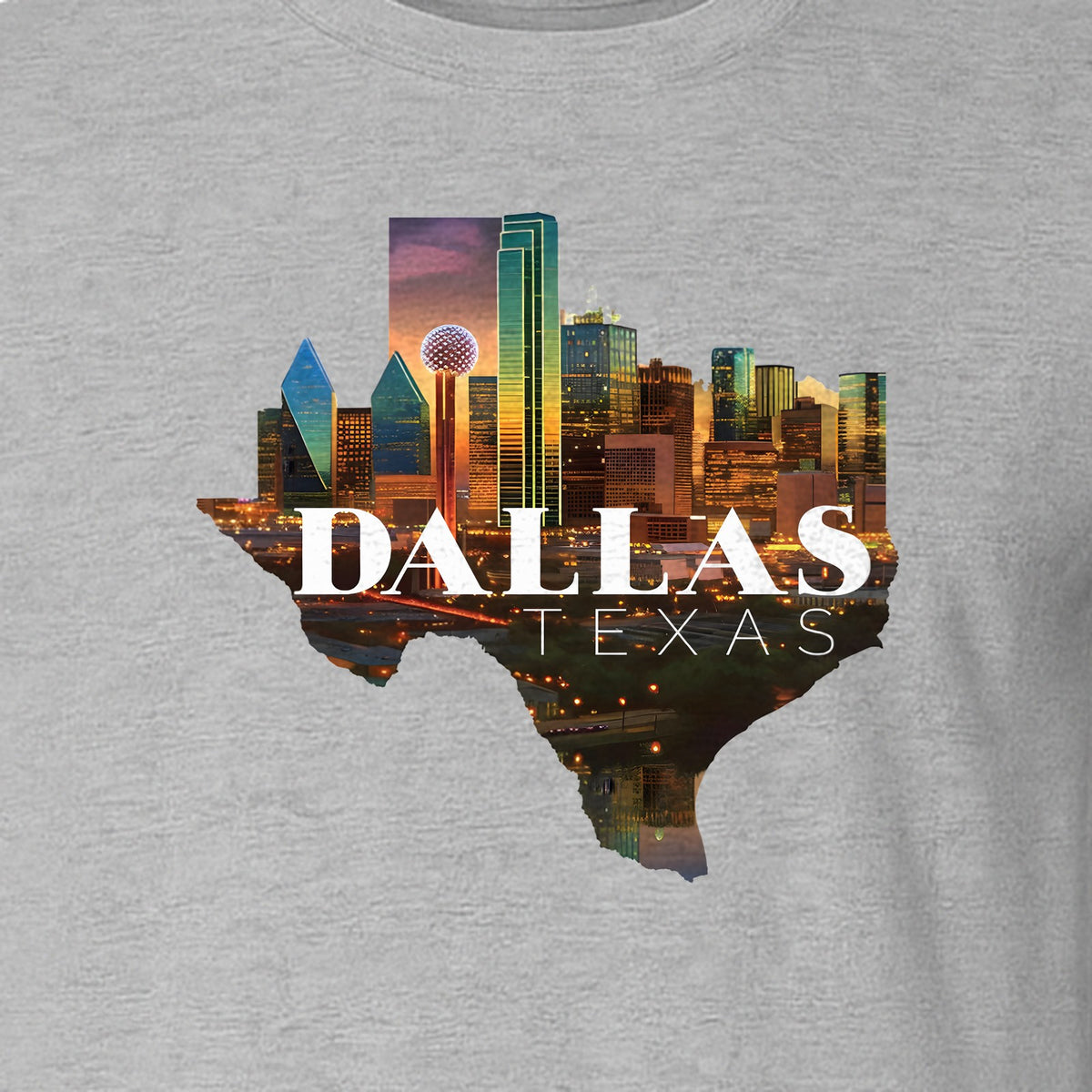 Dallas Texas T-Shirt, City Skyline State Map Graphic for Residents and Travelers