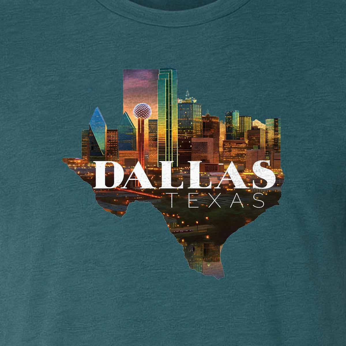 Dallas Texas T-Shirt, City Skyline State Map Graphic for Residents and Travelers