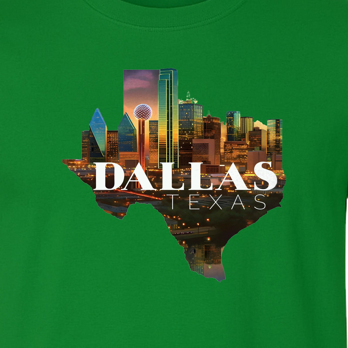 Dallas Texas T-Shirt, City Skyline State Map Graphic for Residents and Travelers