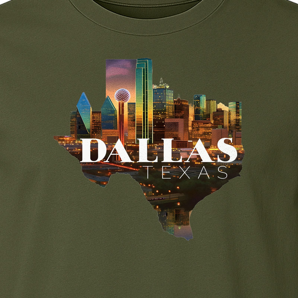 Dallas Texas T-Shirt, City Skyline State Map Graphic for Residents and Travelers