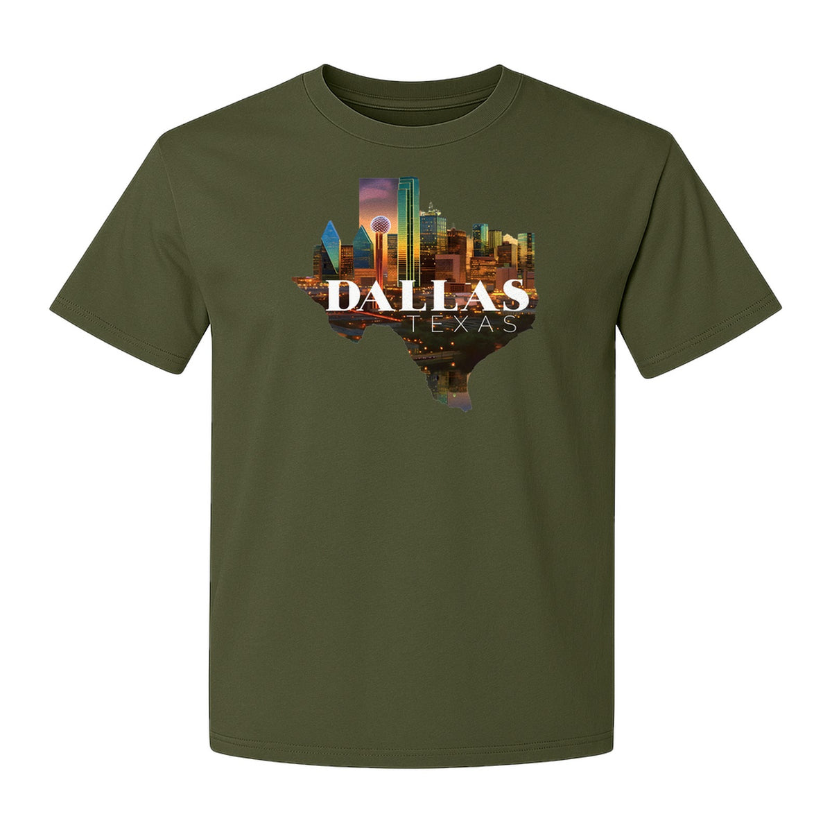 Dallas Texas T-Shirt, City Skyline State Map Graphic for Residents and Travelers
