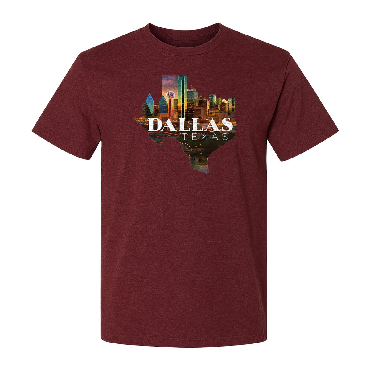 Dallas Texas T-Shirt, City Skyline State Map Graphic for Residents and Travelers