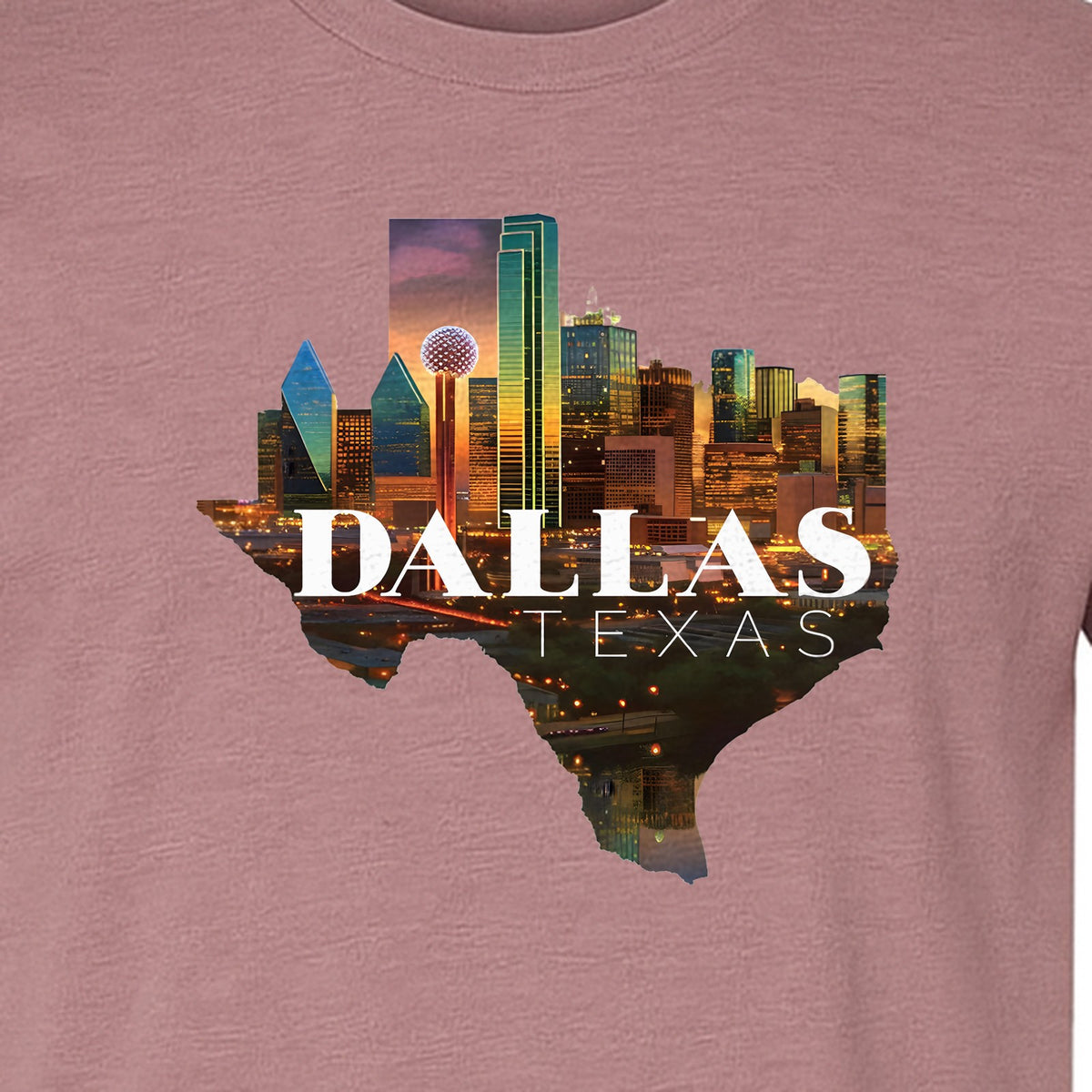 Dallas Texas T-Shirt, City Skyline State Map Graphic for Residents and Travelers