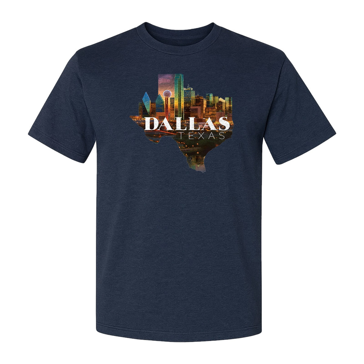 Dallas Texas T-Shirt, City Skyline State Map Graphic for Residents and Travelers
