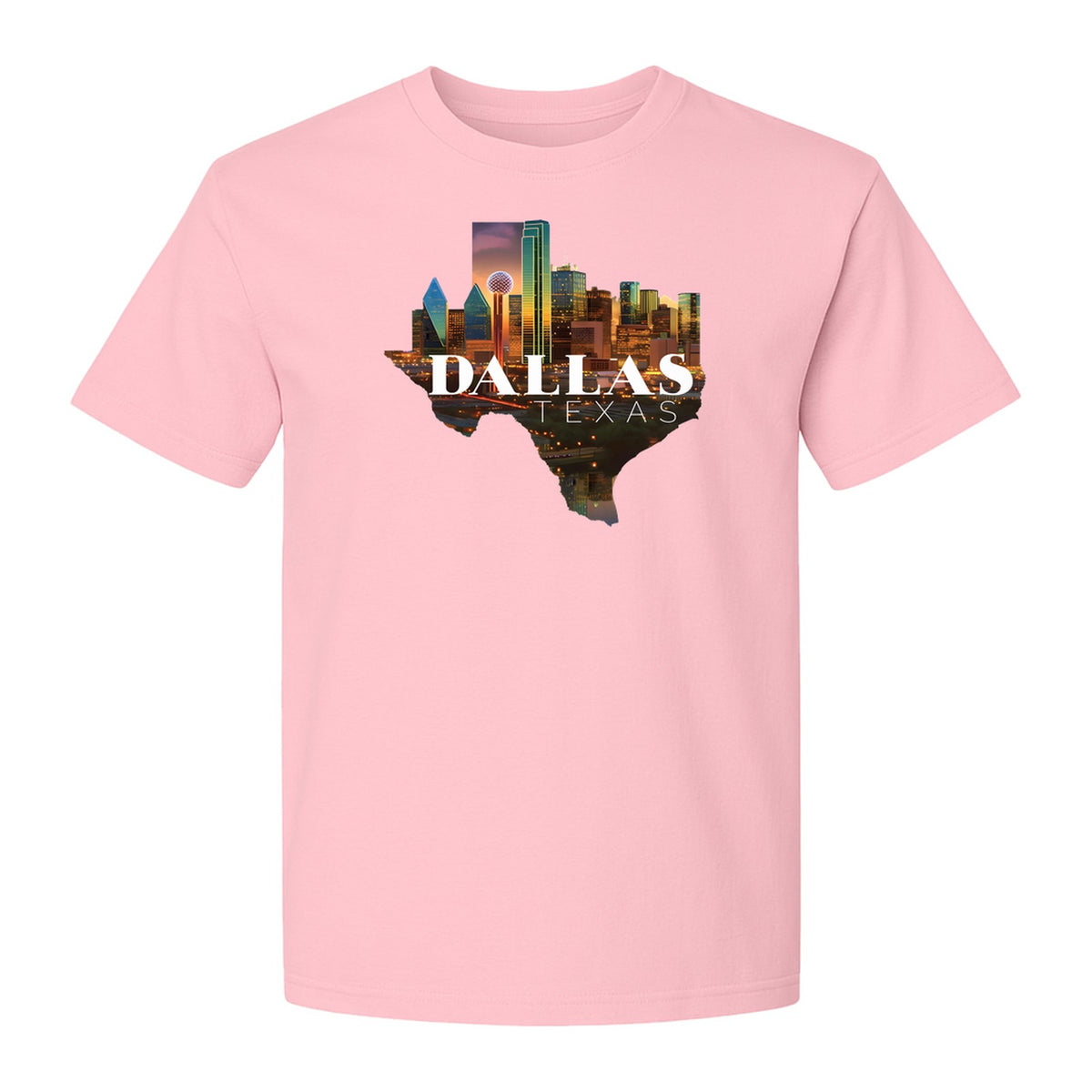 Dallas Texas T-Shirt, City Skyline State Map Graphic for Residents and Travelers
