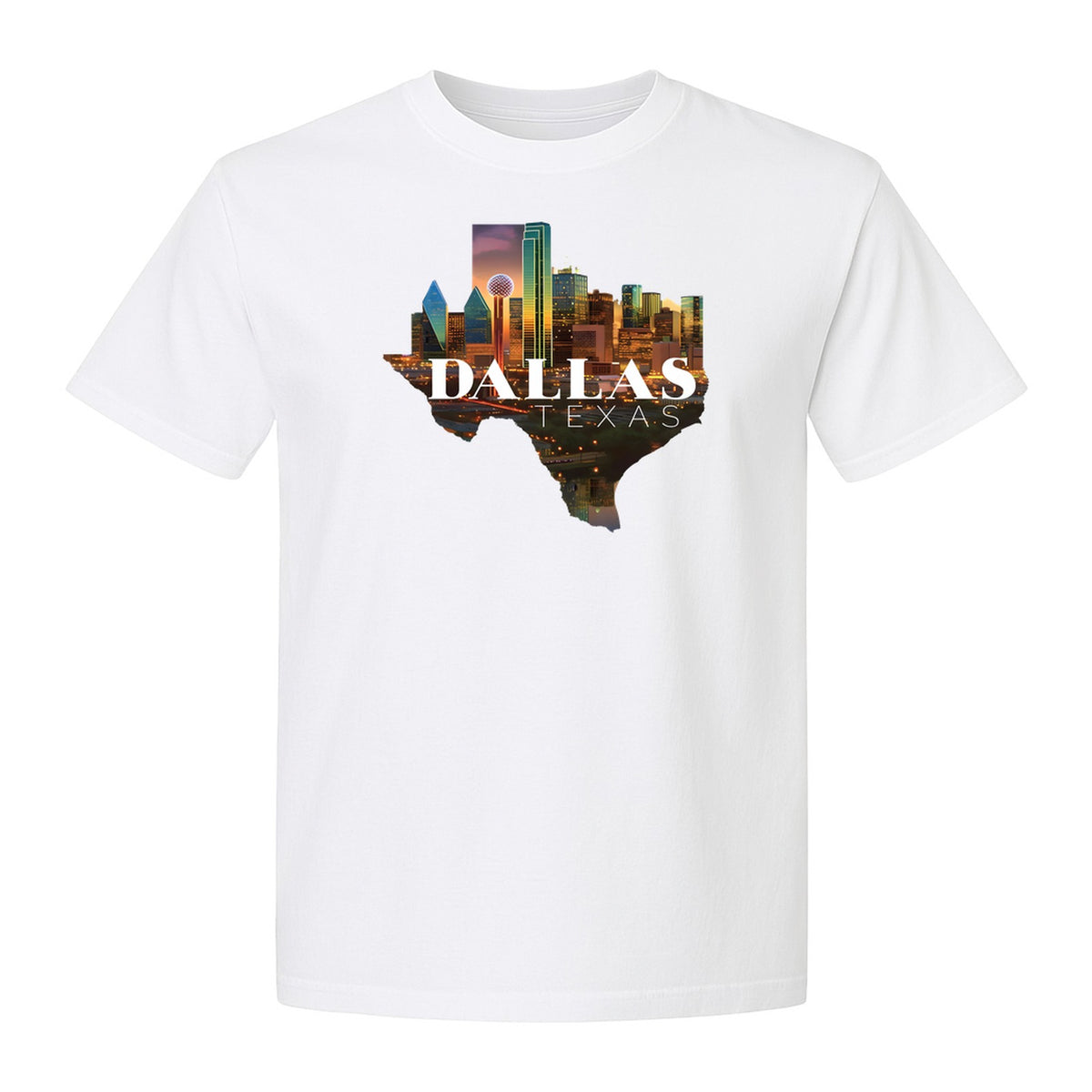 Dallas Texas T-Shirt, City Skyline State Map Graphic for Residents and Travelers