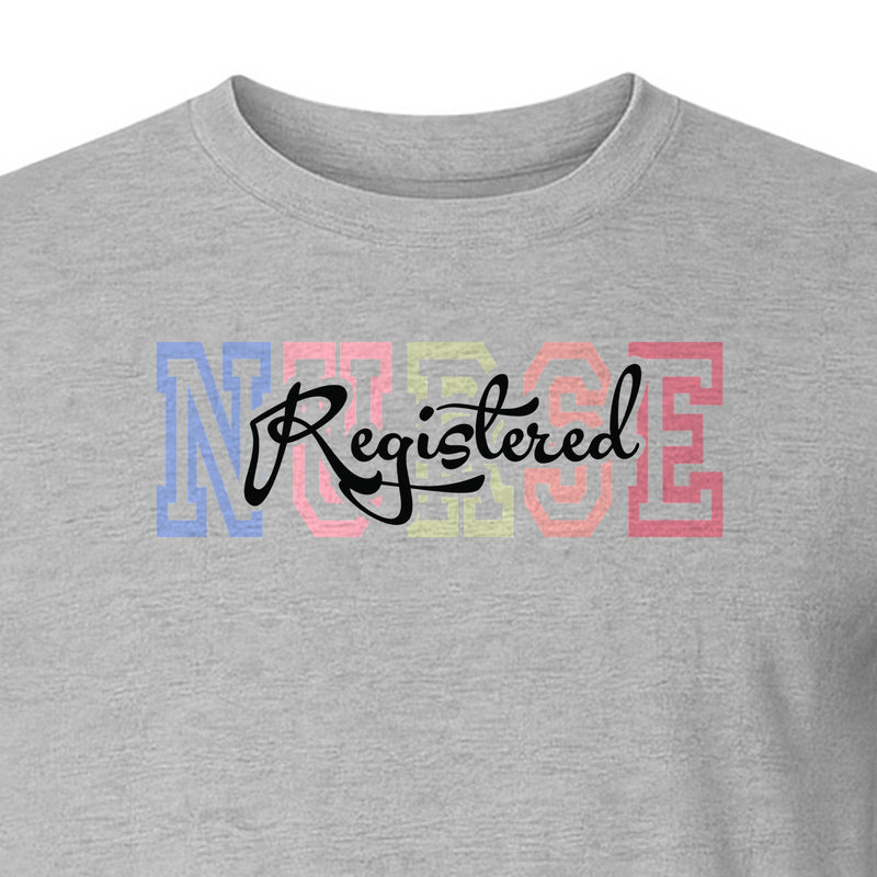 Registered Nurse T-Shirt, RN Collegiate Letter Design for Nursing School Graduation