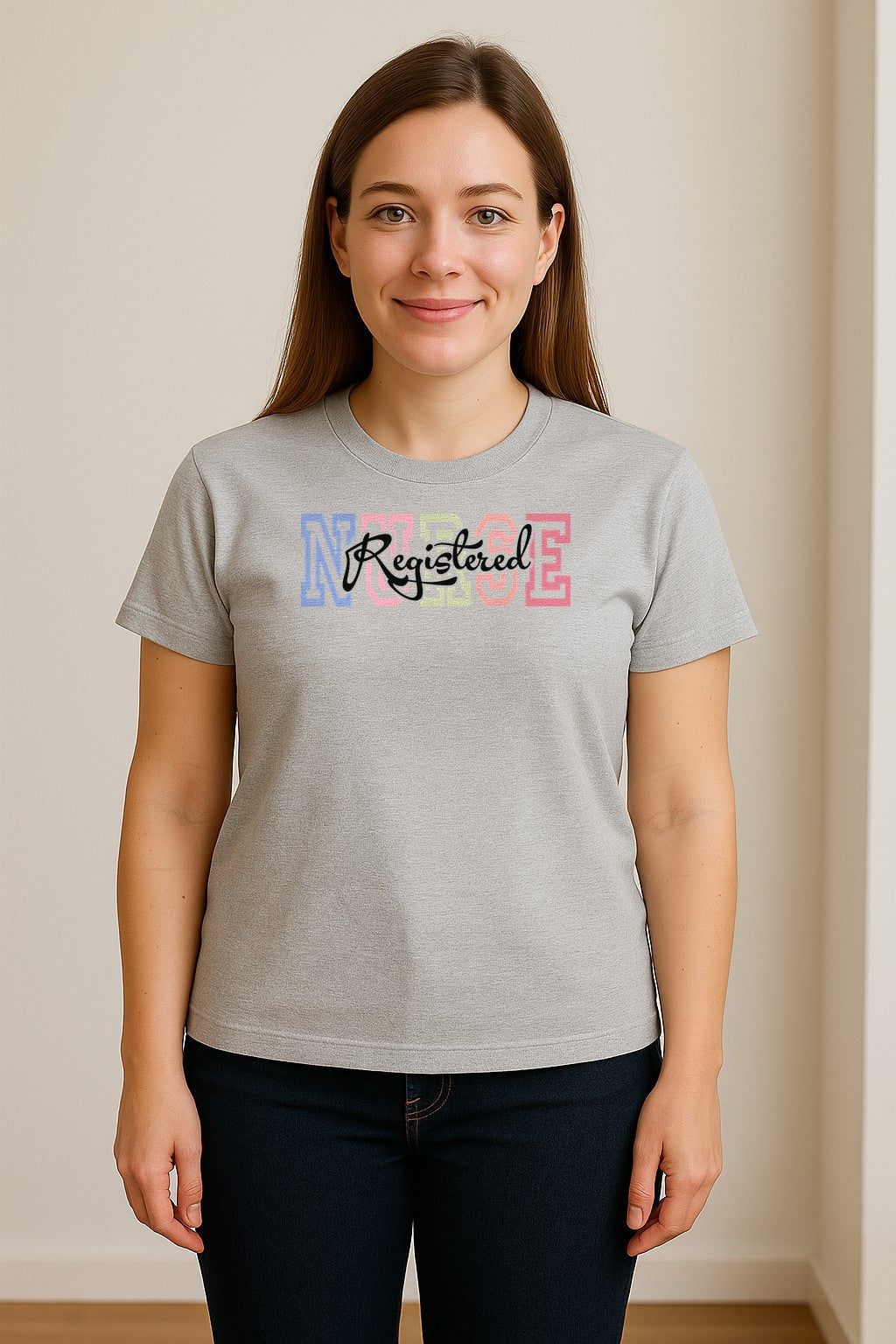 Registered Nurse T-Shirt, RN Collegiate Letter Design for Nursing School Graduation