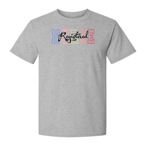Registered Nurse T-Shirt, RN Collegiate Letter Design for Nursing School Graduation