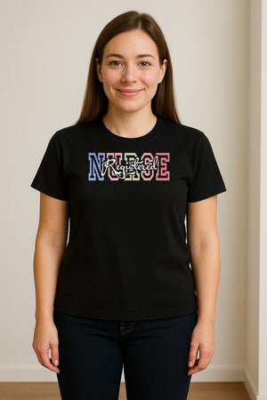 Registered Nurse T-Shirt, RN Collegiate Letter Design for Nursing School Graduation