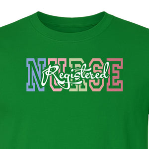Registered Nurse T-Shirt, RN Collegiate Letter Design for Nursing School Graduation