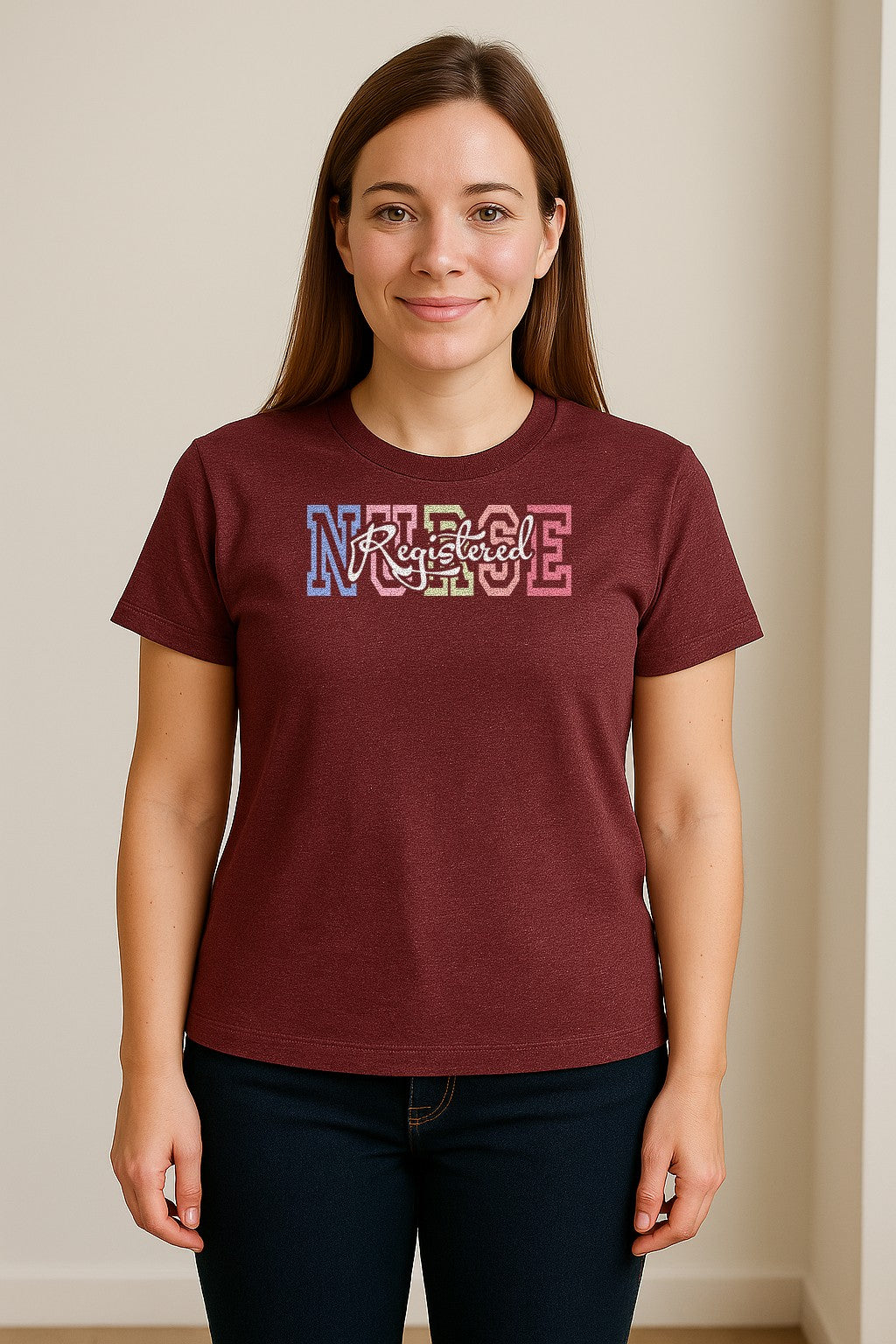 Registered Nurse T-Shirt, RN Collegiate Letter Design for Nursing School Graduation
