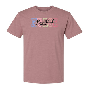 Registered Nurse T-Shirt, RN Collegiate Letter Design for Nursing School Graduation
