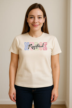Registered Nurse T-Shirt, RN Collegiate Letter Design for Nursing School Graduation