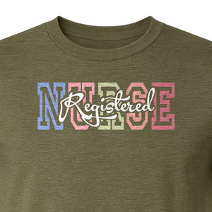 Registered Nurse T-Shirt, RN Collegiate Letter Design for Nursing School Graduation