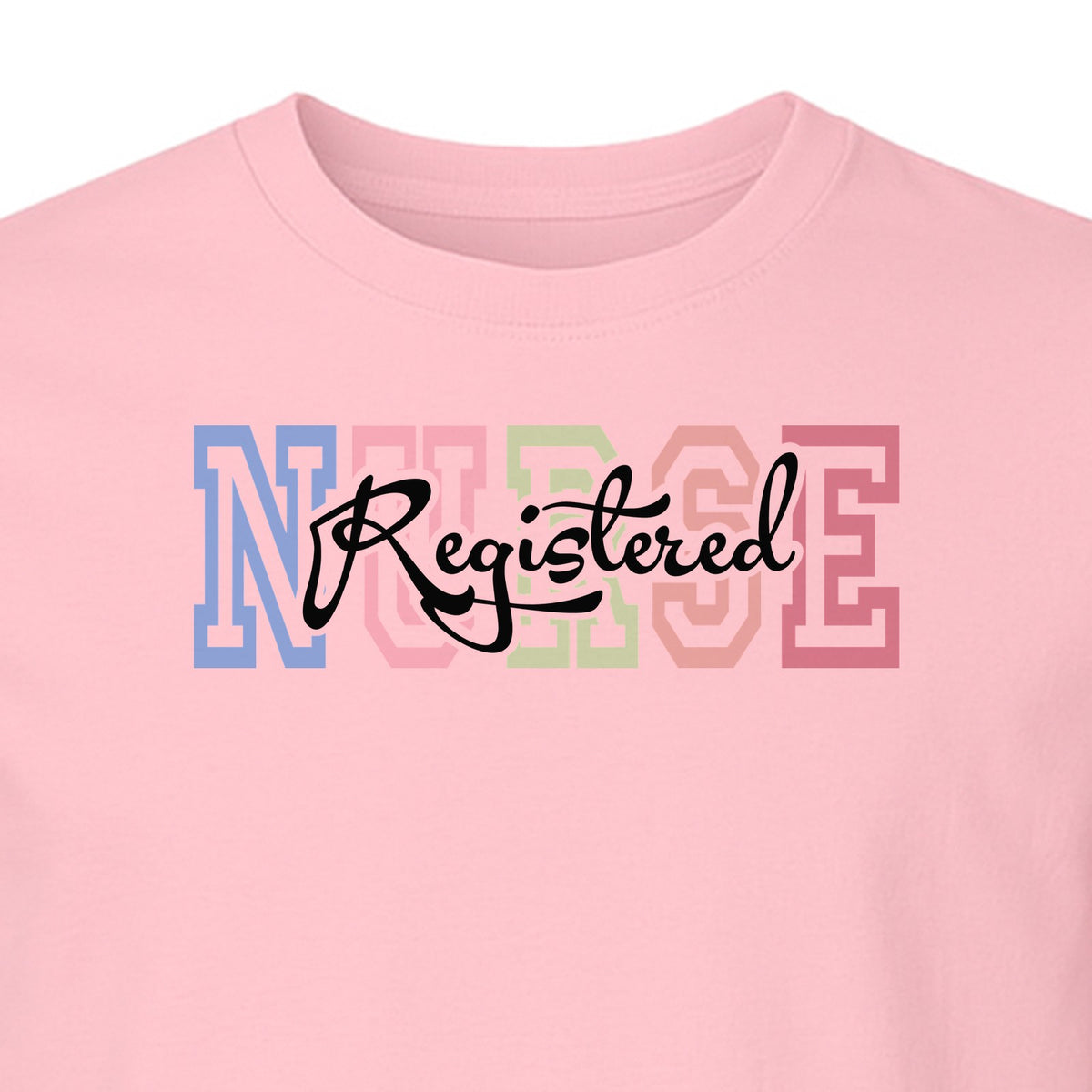Registered Nurse T-Shirt, RN Collegiate Letter Design for Nursing School Graduation