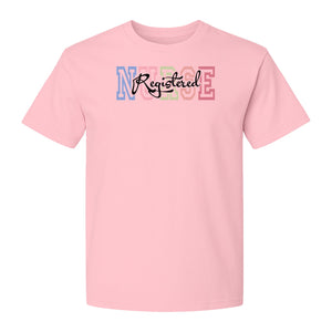 Registered Nurse T-Shirt, RN Collegiate Letter Design for Nursing School Graduation