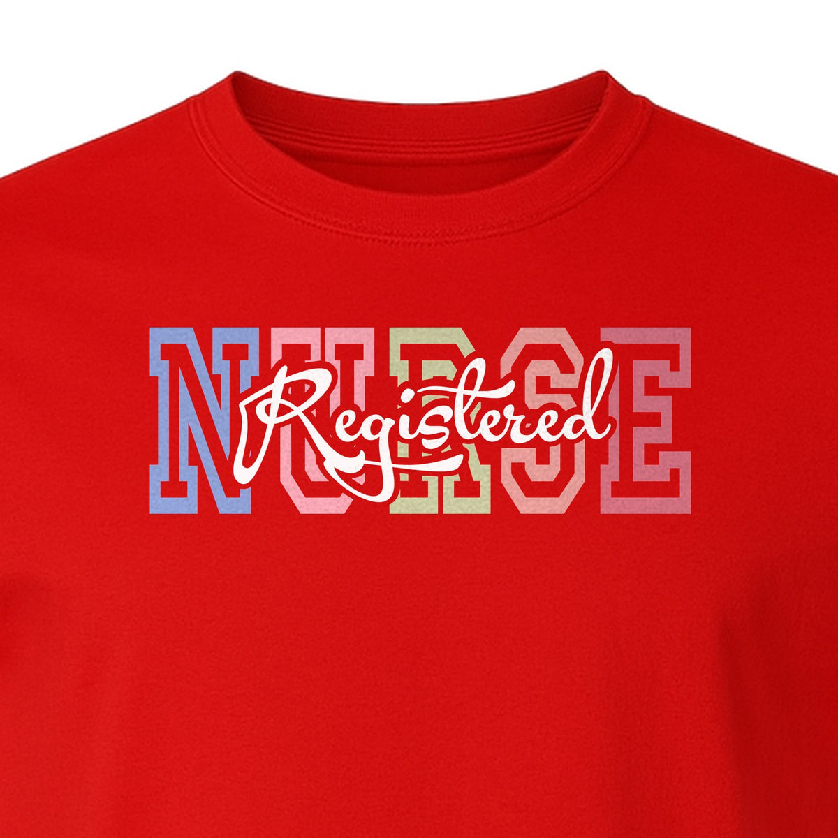 Registered Nurse T-Shirt, RN Collegiate Letter Design for Nursing School Graduation