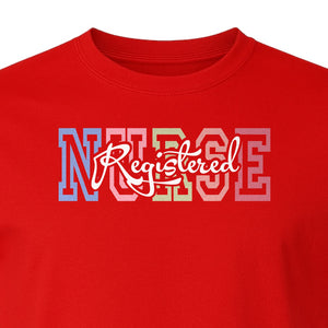 Registered Nurse T-Shirt, RN Collegiate Letter Design for Nursing School Graduation