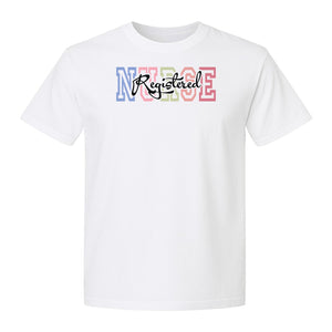 Registered Nurse T-Shirt, RN Collegiate Letter Design for Nursing School Graduation