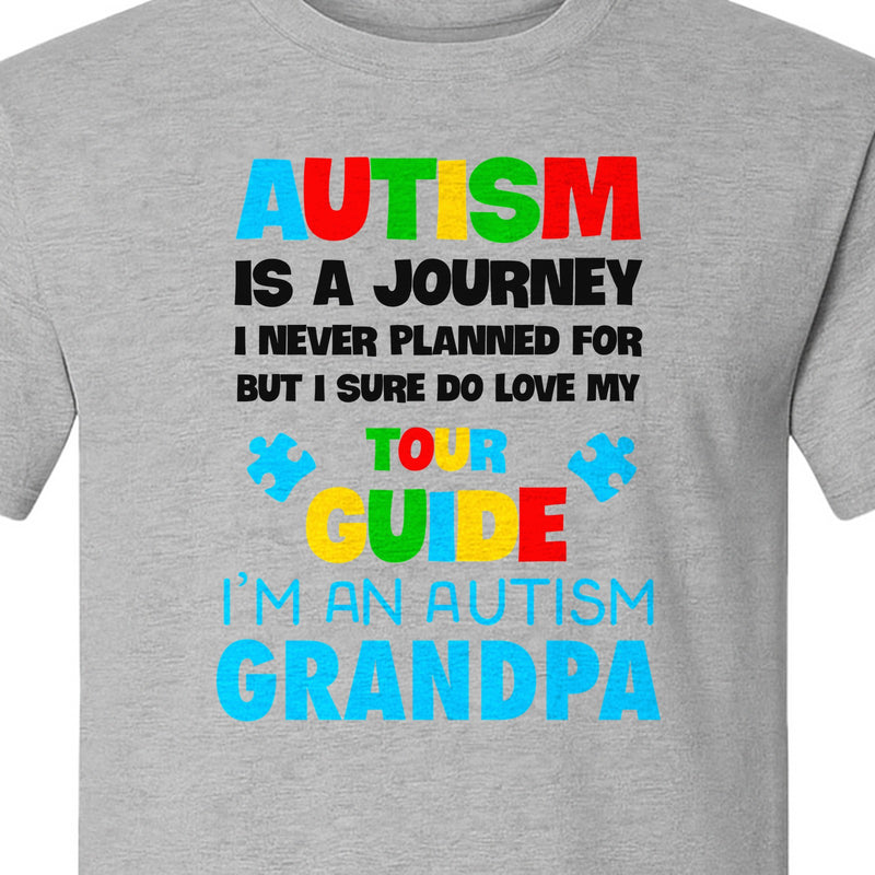 Autism Grandpa T-Shirt, Tour Guide Neurodiversity Awareness Design for Grandfathers