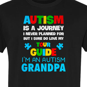 Autism Grandpa T-Shirt, Tour Guide Neurodiversity Awareness Design for Grandfathers