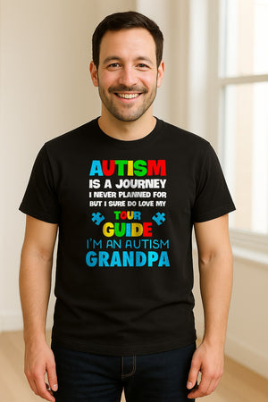 Autism Grandpa T-Shirt, Tour Guide Neurodiversity Awareness Design for Grandfathers