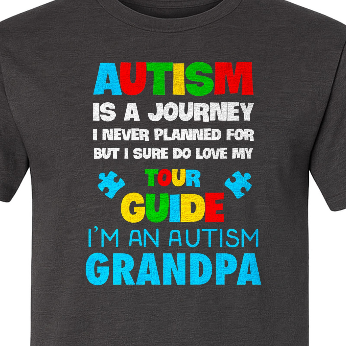 Autism Grandpa T-Shirt, Tour Guide Neurodiversity Awareness Design for Grandfathers