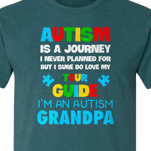 Autism Grandpa T-Shirt, Tour Guide Neurodiversity Awareness Design for Grandfathers