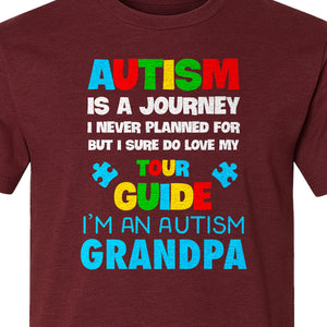 Autism Grandpa T-Shirt, Tour Guide Neurodiversity Awareness Design for Grandfathers