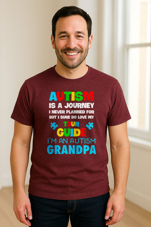 Autism Grandpa T-Shirt, Tour Guide Neurodiversity Awareness Design for Grandfathers