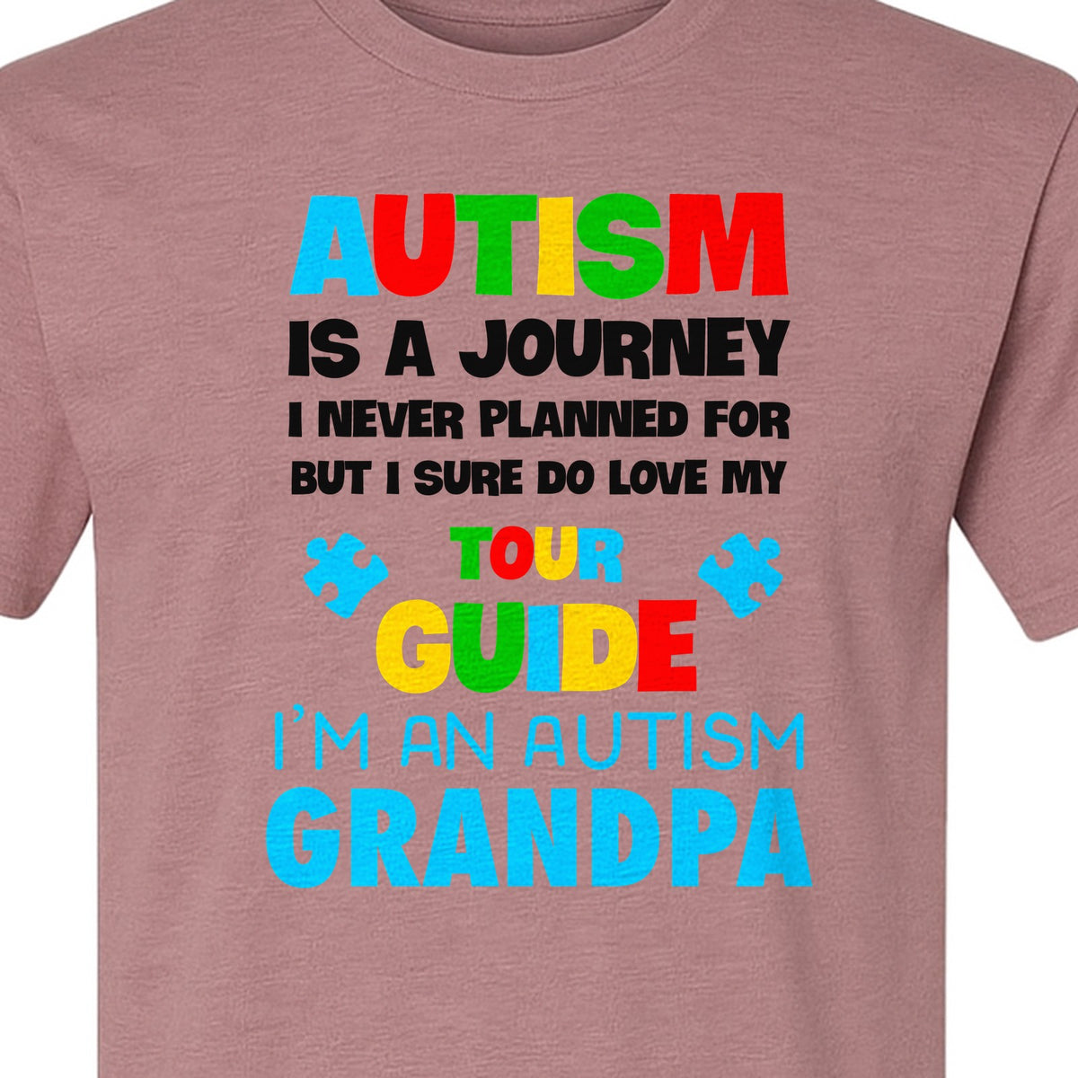 Autism Grandpa T-Shirt, Tour Guide Neurodiversity Awareness Design for Grandfathers