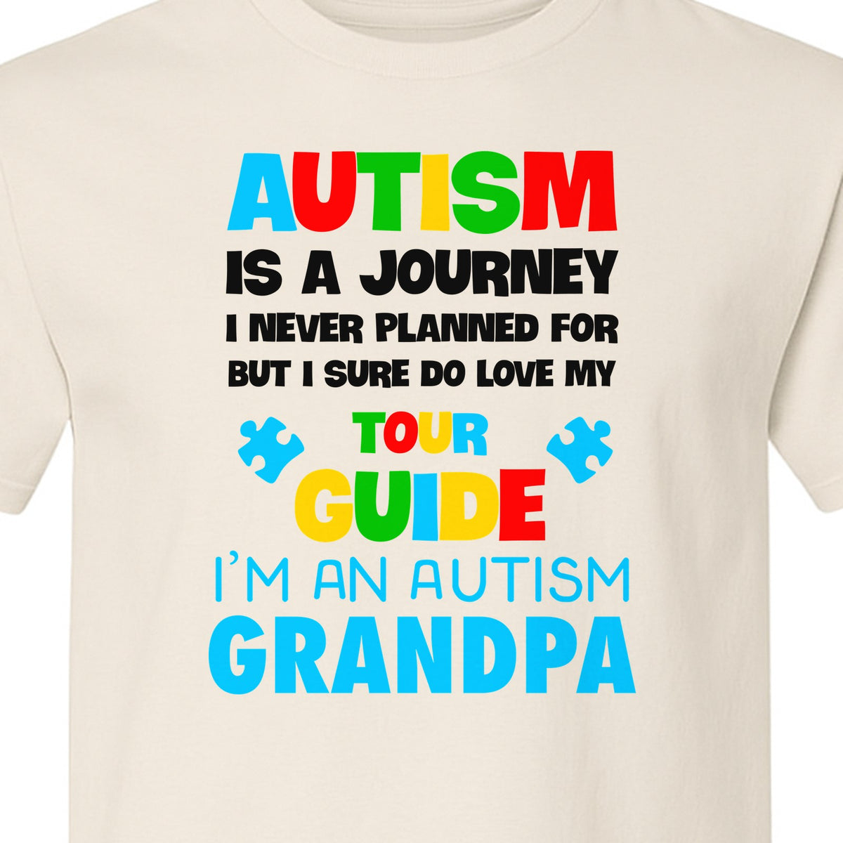 Autism Grandpa T-Shirt, Tour Guide Neurodiversity Awareness Design for Grandfathers