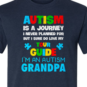 Autism Grandpa T-Shirt, Tour Guide Neurodiversity Awareness Design for Grandfathers