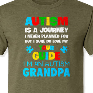 Autism Grandpa T-Shirt, Tour Guide Neurodiversity Awareness Design for Grandfathers