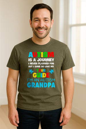Autism Grandpa T-Shirt, Tour Guide Neurodiversity Awareness Design for Grandfathers