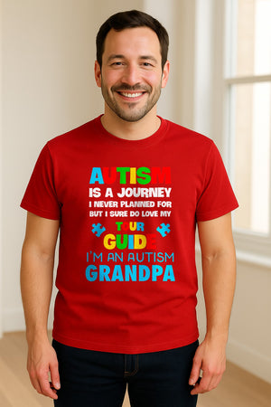 Autism Grandpa T-Shirt, Tour Guide Neurodiversity Awareness Design for Grandfathers