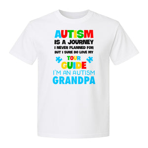 Autism Grandpa T-Shirt, Tour Guide Neurodiversity Awareness Design for Grandfathers