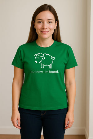 Christian T-Shirt, Cute Lamb But Now I'm Found Faith Design for Easter and Mother's Day