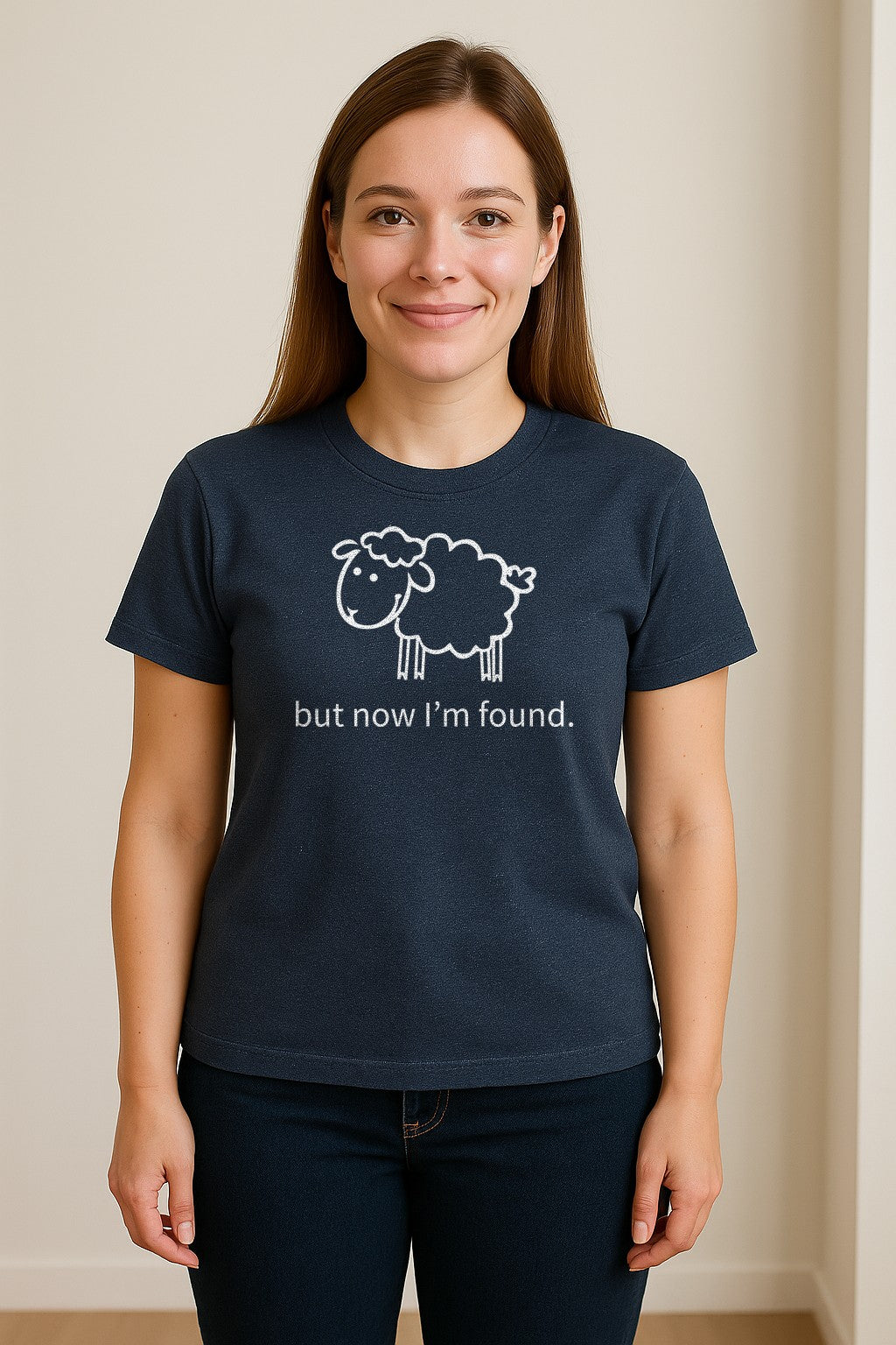 Christian T-Shirt, Cute Lamb But Now I'm Found Faith Design for Easter and Mother's Day