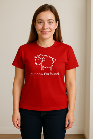 Christian T-Shirt, Cute Lamb But Now I'm Found Faith Design for Easter and Mother's Day