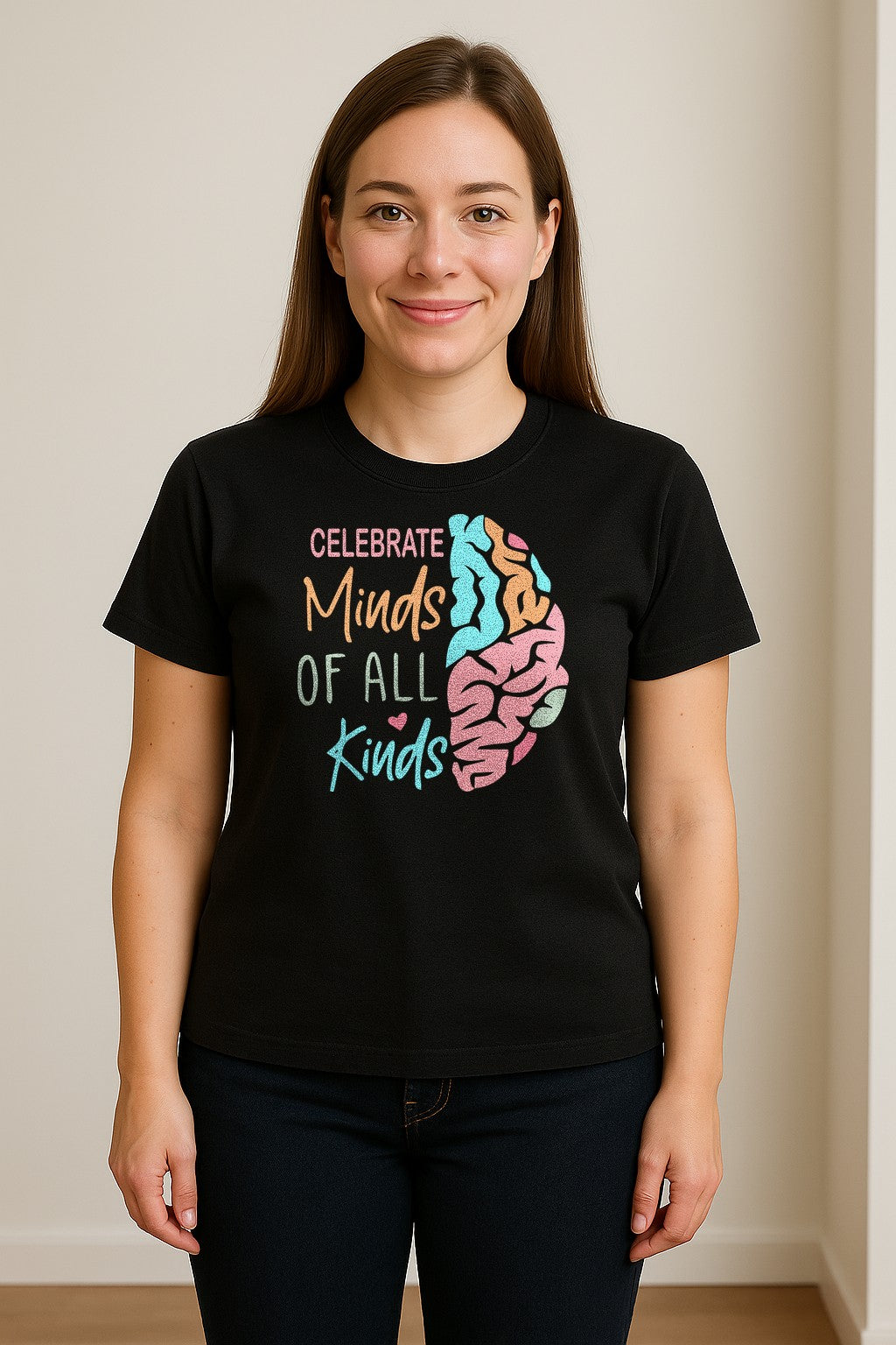 Neurodiversity Awareness T-Shirt, Celebrate Minds of All Kinds Brain Design for Teachers and Advocates