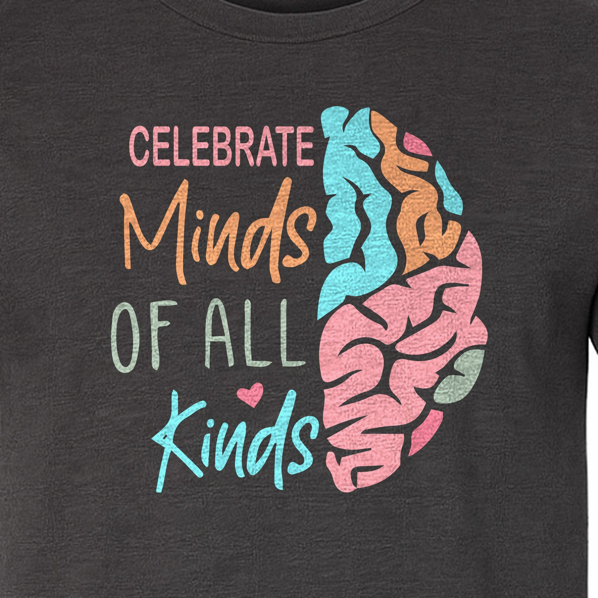 Neurodiversity Awareness T-Shirt, Celebrate Minds of All Kinds Brain Design for Teachers and Advocates